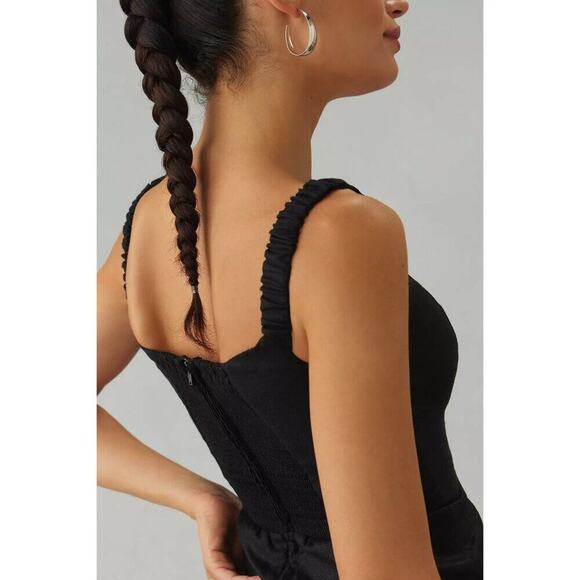 NEW Reformation Sawyer Linen Mini Dress Black Size 2 - Picture 5 of 10